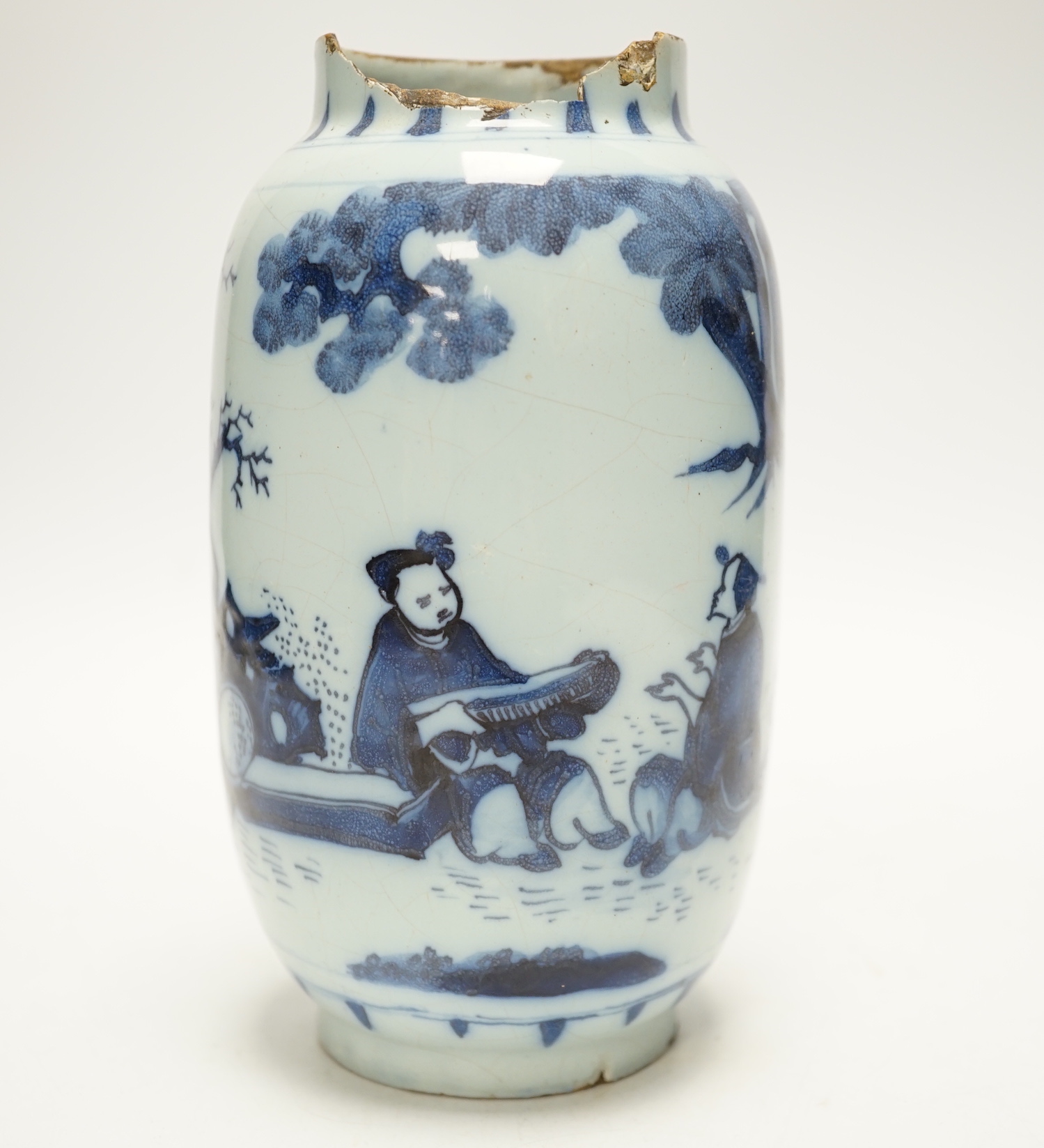 A delftware jar, late 17th century, possibly Brislington, 17cm high